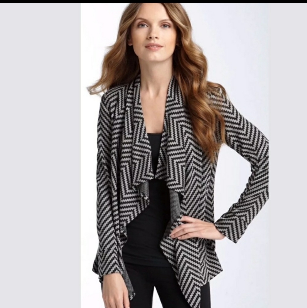 MOVING MUST GO Trina Turk- Gillespie Sweater Jacket Chevron Knit